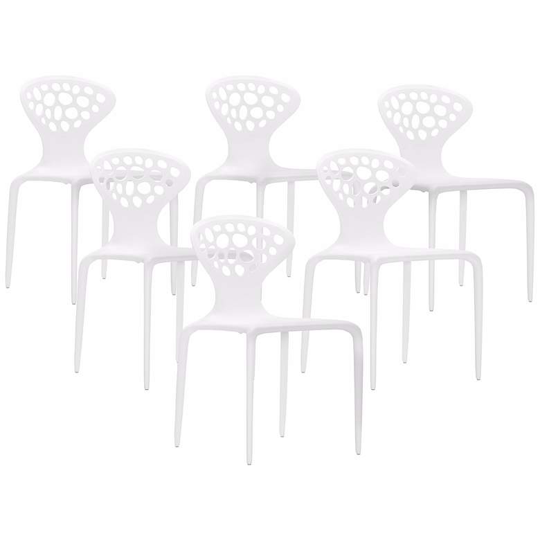 Image 1 Set of 6 Zuo Marzipan White Chairs