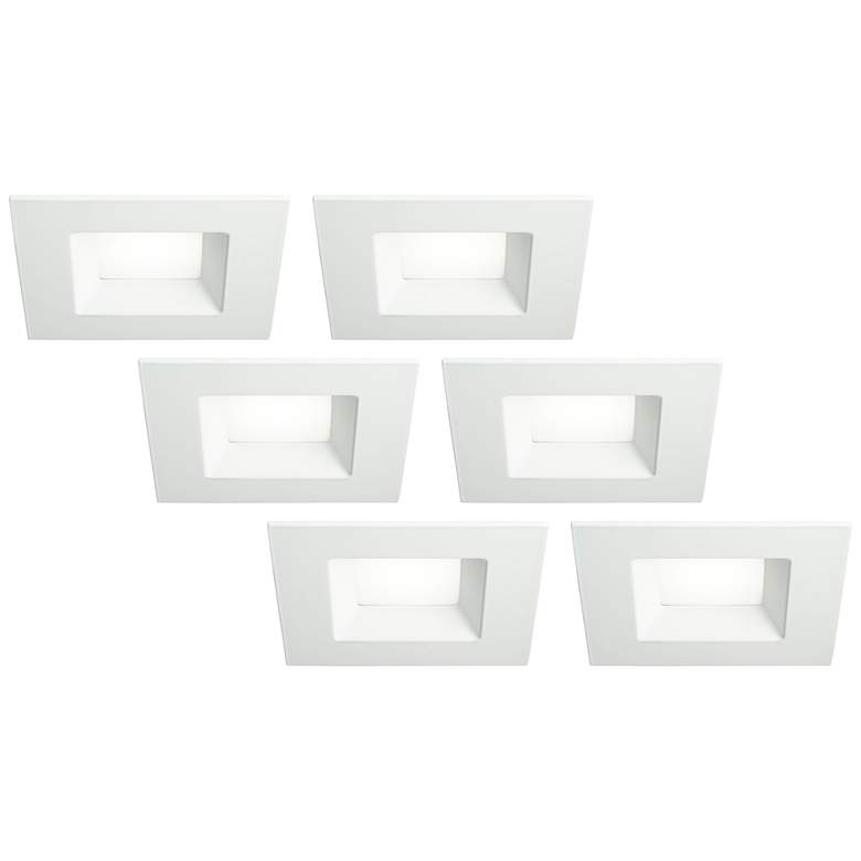 Image 1 Set of Six White Square 6"  Retrofit 15 Watt LED Recessed Lights