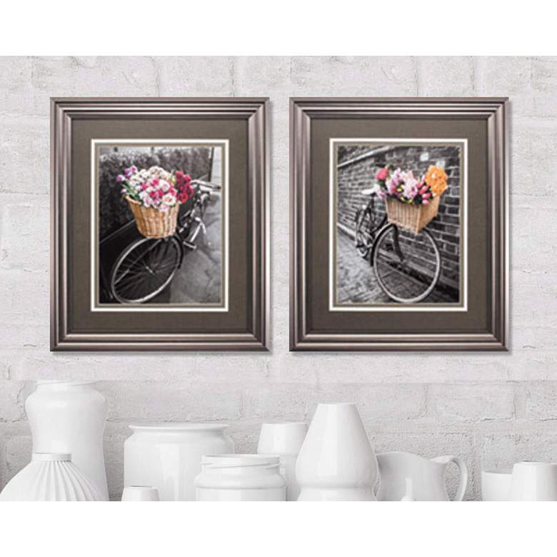 Image 1 Set of Two Basket Flowers 24 inch High Photographic Wall Art