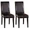 Set of Two Dark Brown Leather Side Chairs