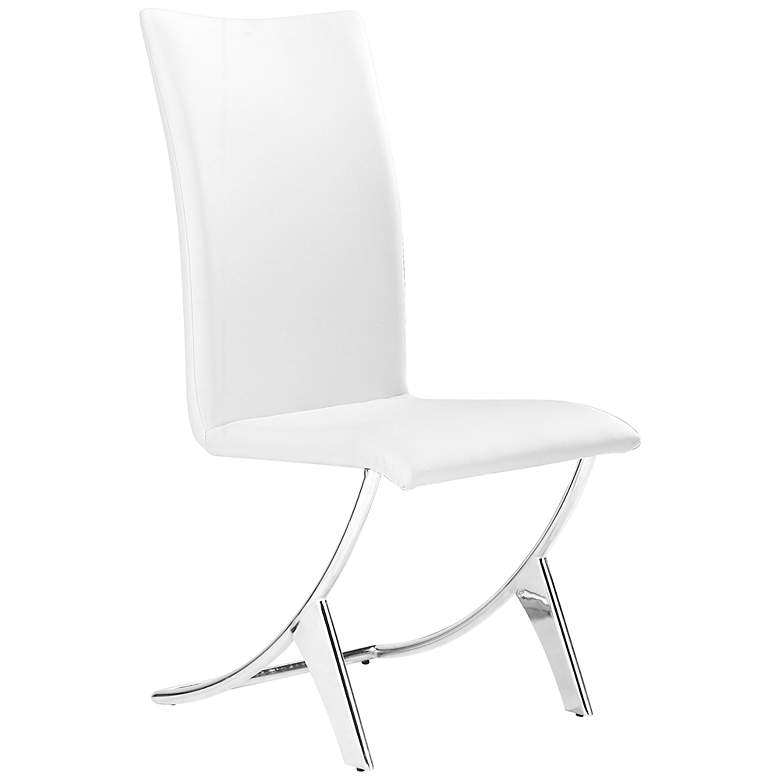 Set of Two Delfin White Leatherette Dining Chairs