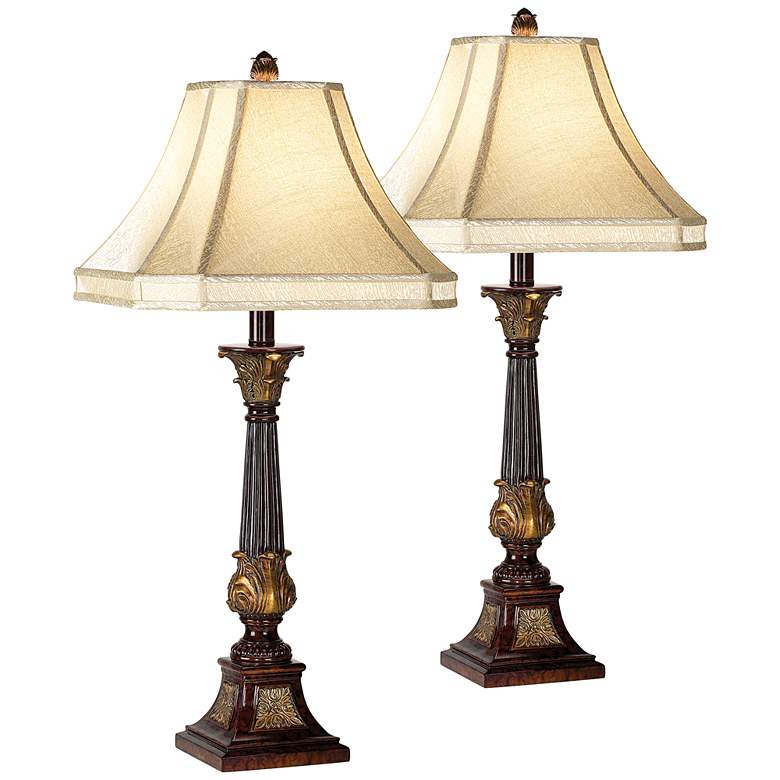 Image 1 Set of Two English Bronze Buffet Lamps with 17W LED Bulbs