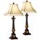 Set of Two English Bronze Buffet Lamps with 17W LED Bulbs