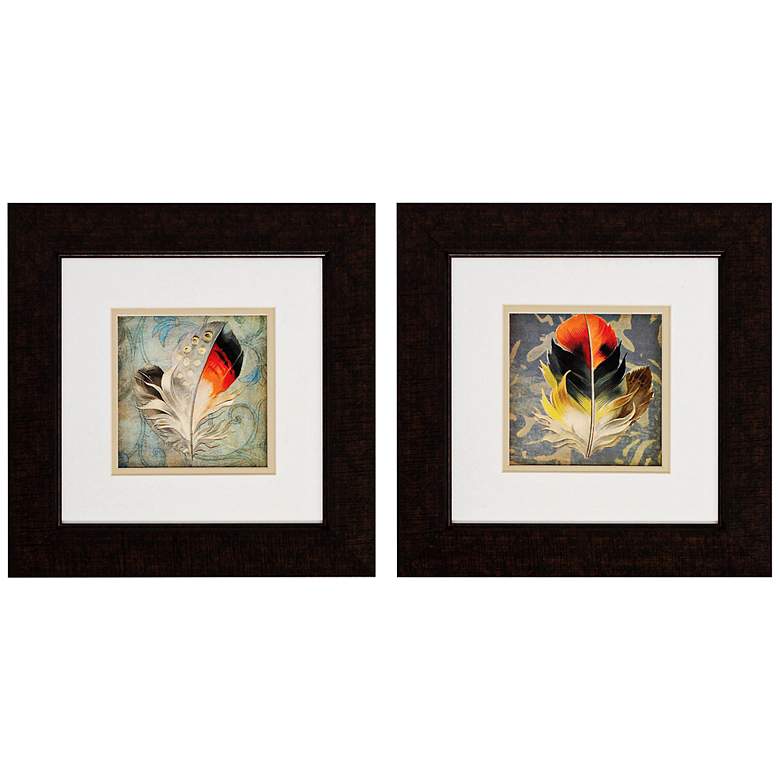 Image 1 Set of Two Feather 14 inch Square Framed Wall Art