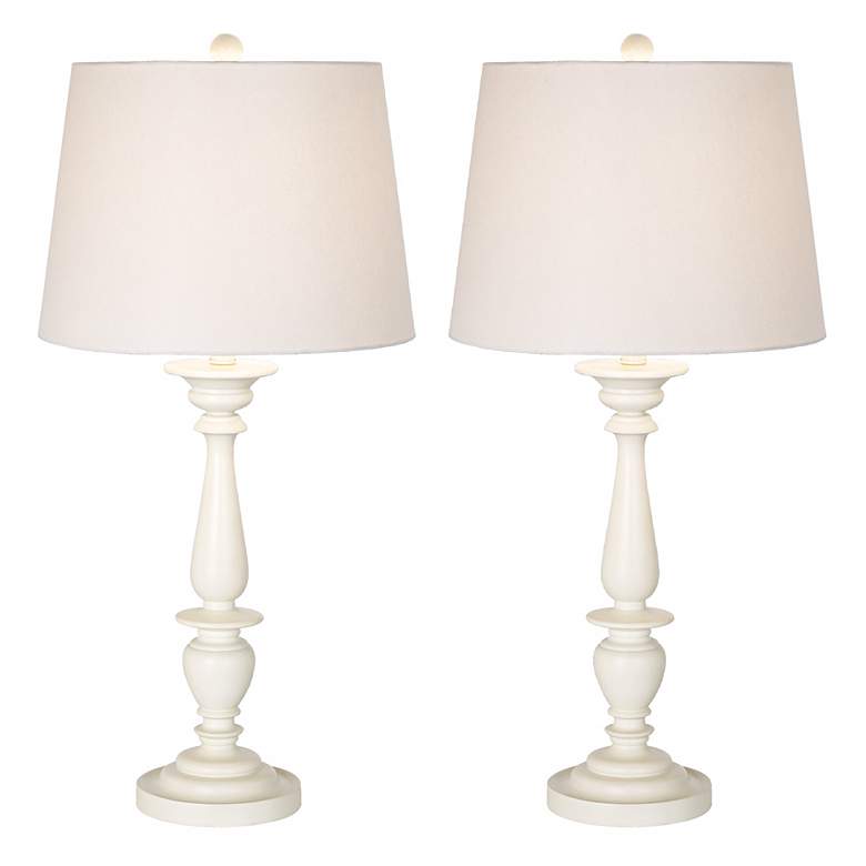 Image 1 Set of Two Glossy White Malibu Table Lamps
