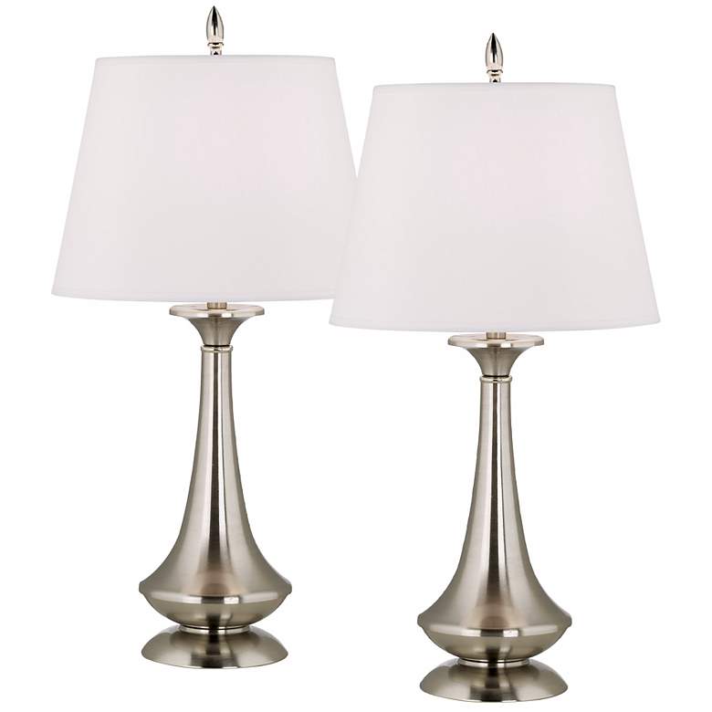 Image 1 Set of Two Modern Brushed Steel Touch Table Lamps