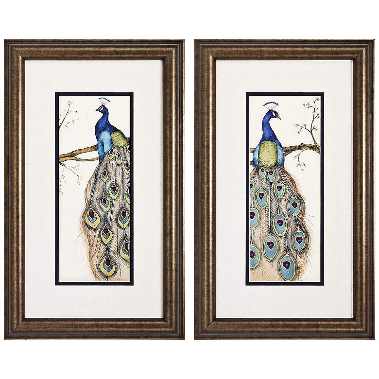 Image 1 Set of Two Peacock I &amp; II Framed Wall Art