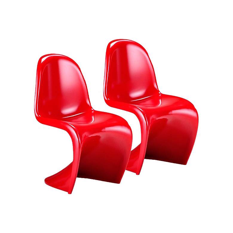 Set of Two Red S Chairs