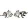 Set of Two Silver Mosaic Koi Fish Accents 9 1/2" Wide