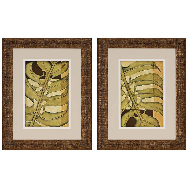 Image 1 Set of Two Tropical Leaves 30 inch High Wall Art