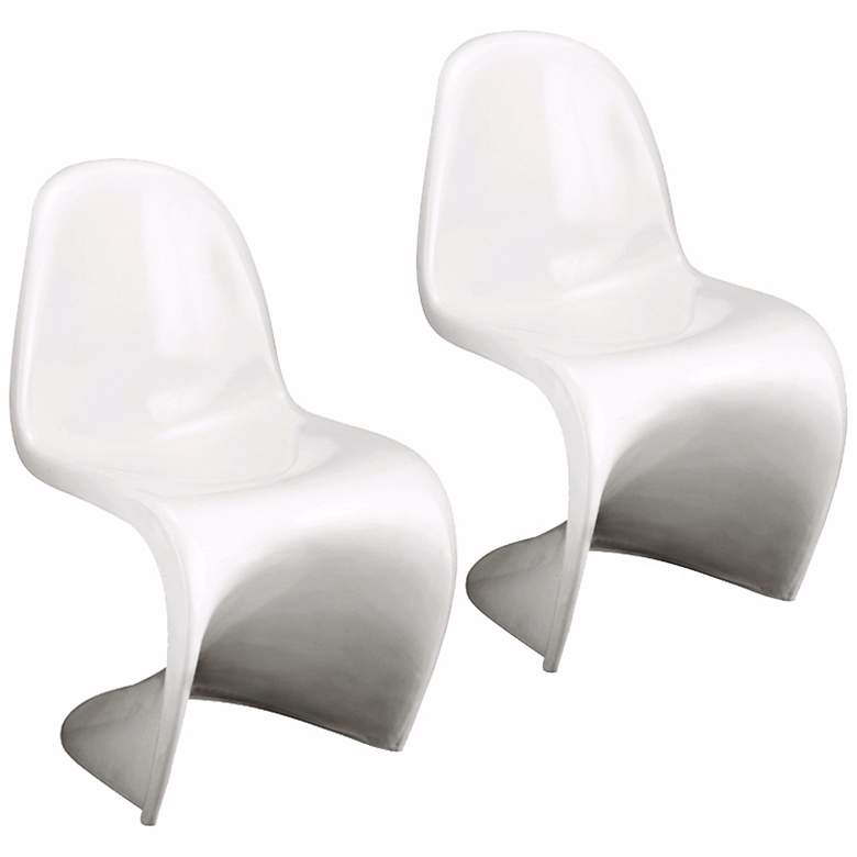 Image 1 Set of Two White S Chairs