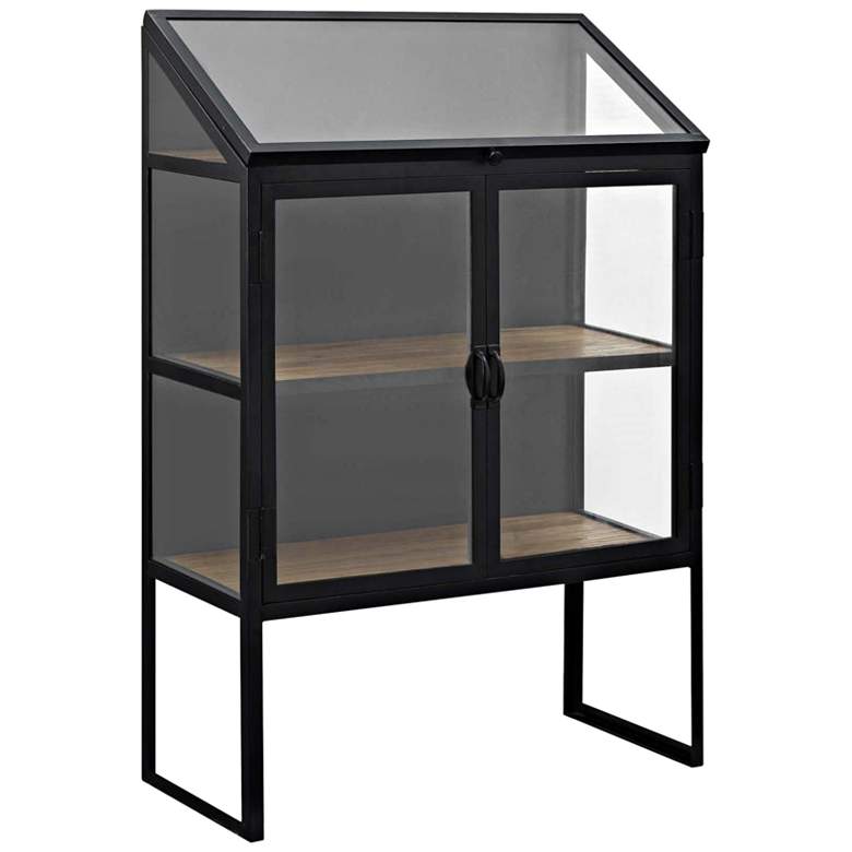 Image 1 Settle 33 inch Wide Brown and Black 2-Door Display Cabinet
