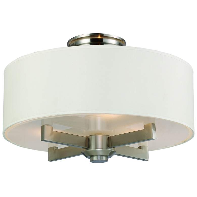 Image 1 Seven Springs 18" Wide 3-Light Semi Flush Mount - Satin Nickel