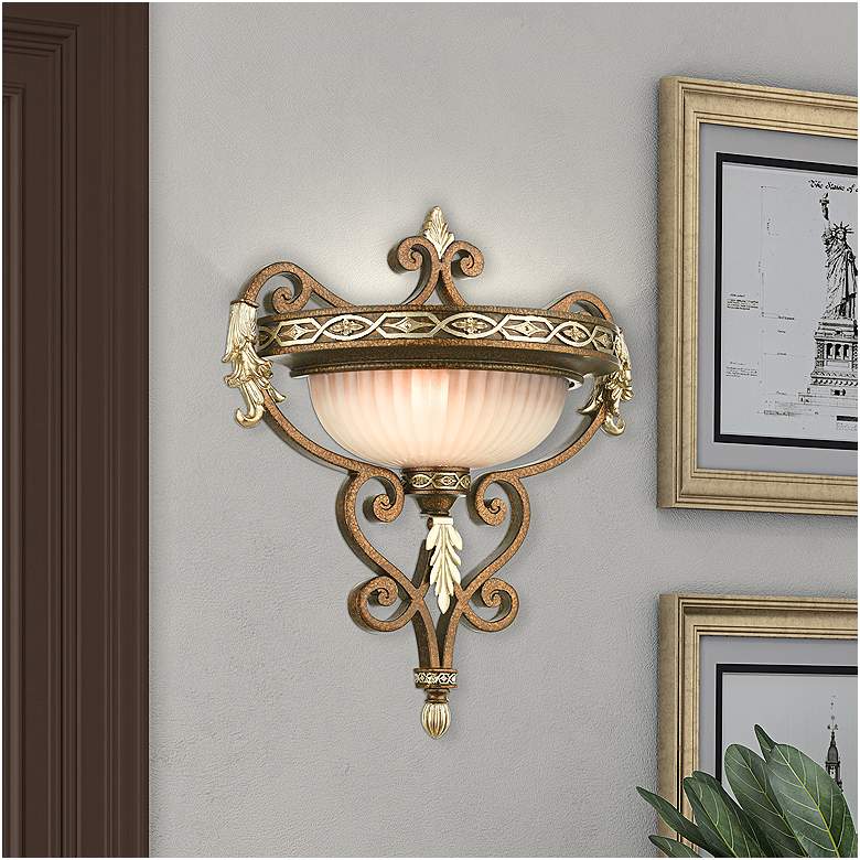 Image 2 Seville 18 1/2" High Palatial Bronze Wall Sconce