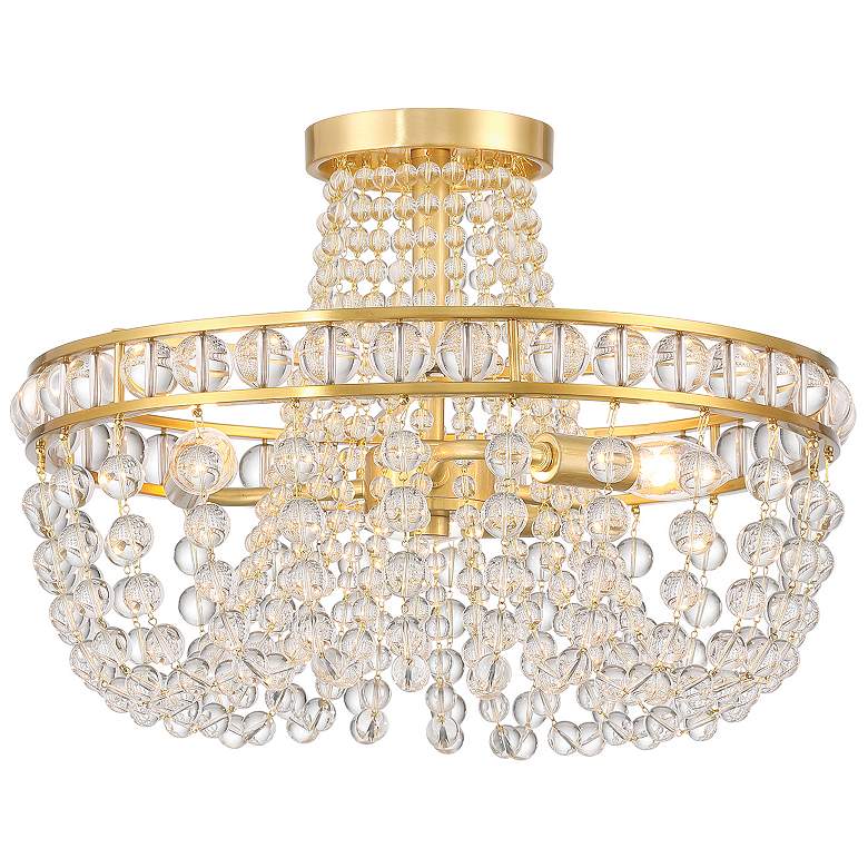 Image 2 Seville 3 Light Aged Brass Semi Flush Mount