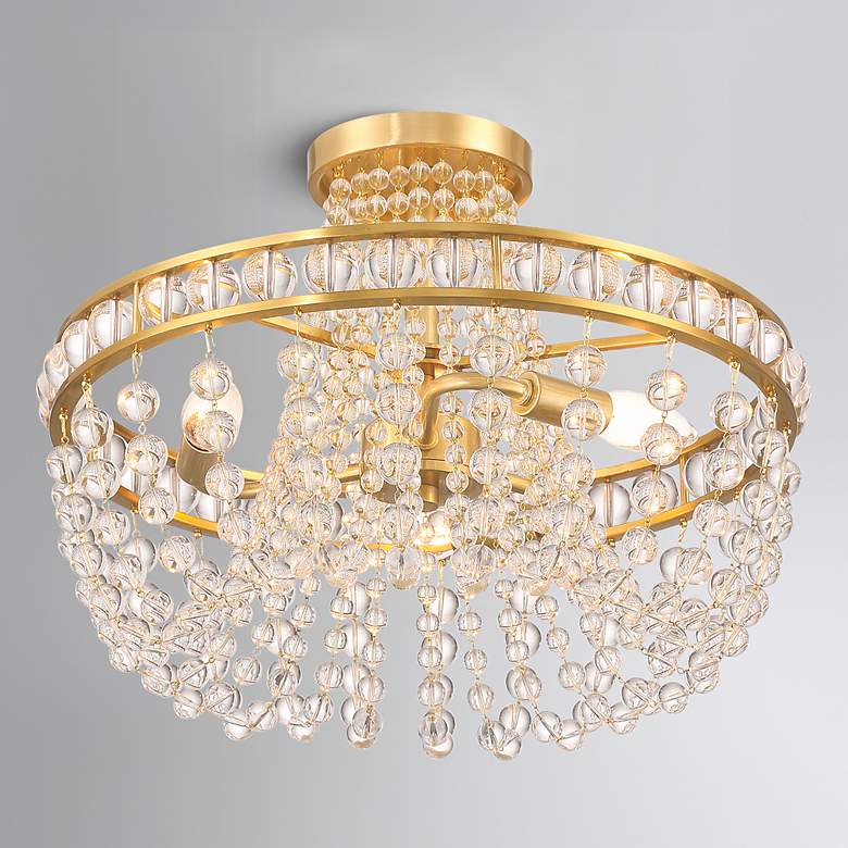 Image 1 Seville 3 Light Aged Brass Semi Flush Mount
