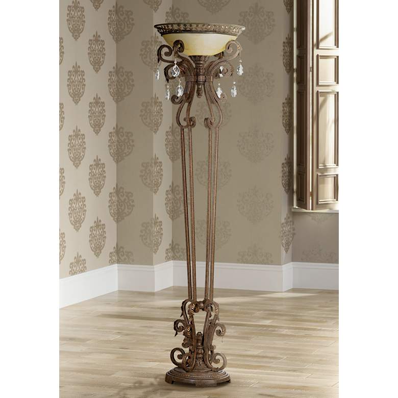 Image 1 Seville Collection Iron Torchiere Floor Lamp