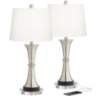 Seymore Modern Touch LED USB Table Lamps With 7" Round Risers