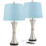 Seymore Touch USB LED Blue Hardback Table Lamps Set of 2