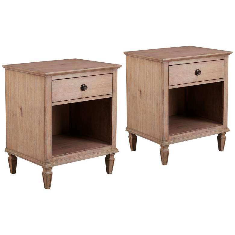 Image 1 Seymour 24" Wide Light Natural Wood 1-Drawer Nightstands Set of 2