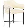 1_Sezanne Cream Vegan Leather and 2-Tone Jacquard Dining Chair