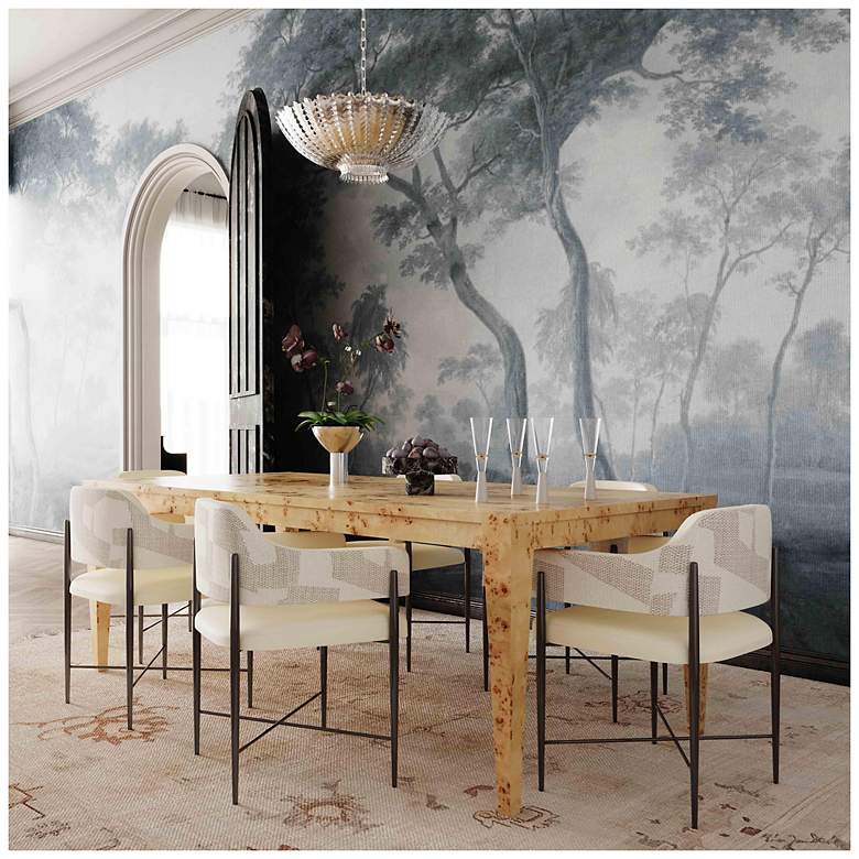 Image 2 Sezanne Cream Vegan Leather and 2-Tone Jacquard Dining Chair more views