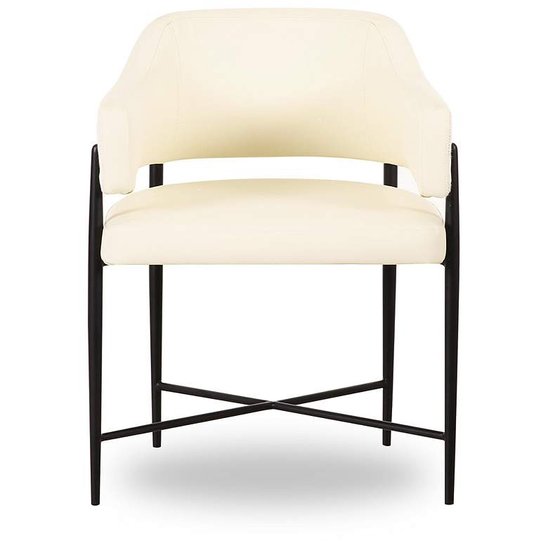 Image 3 Sezanne Cream Vegan Leather and 2-Tone Jacquard Dining Chair more views