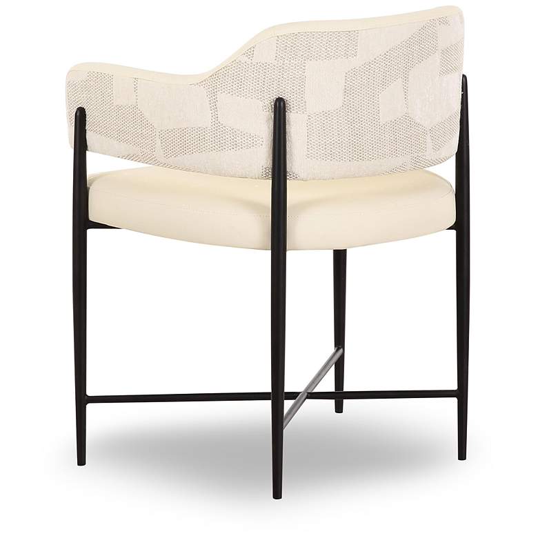 Image 4 Sezanne Cream Vegan Leather and 2-Tone Jacquard Dining Chair more views