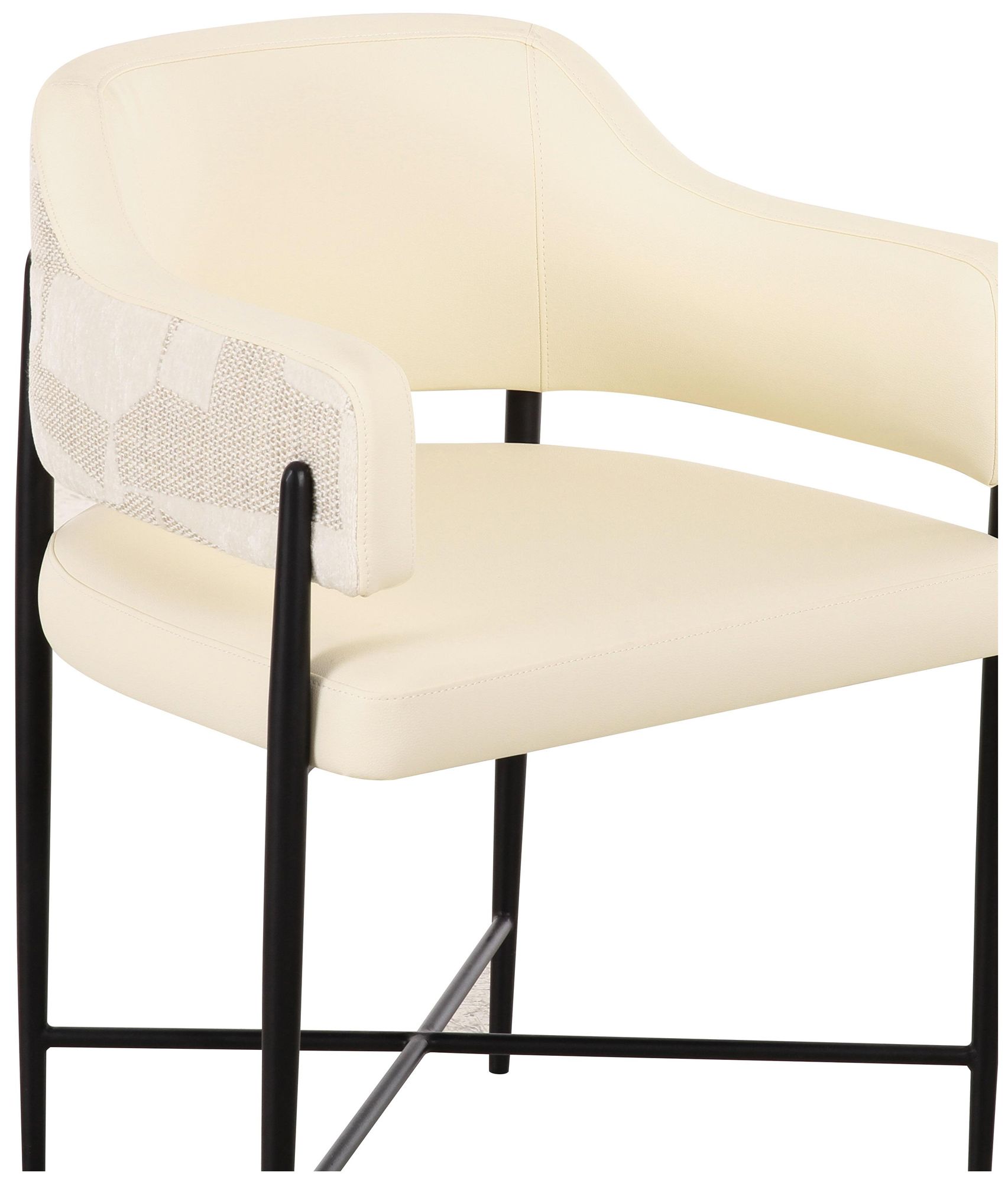 Image 5 Sezanne Cream Vegan Leather and 2-Tone Jacquard Dining Chair more views