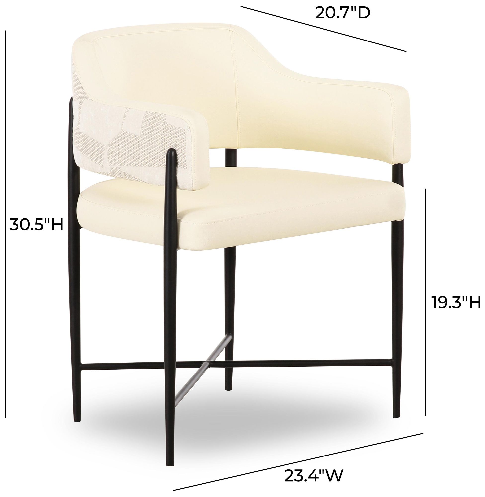 Image 6 Sezanne Cream Vegan Leather and 2-Tone Jacquard Dining Chair more views