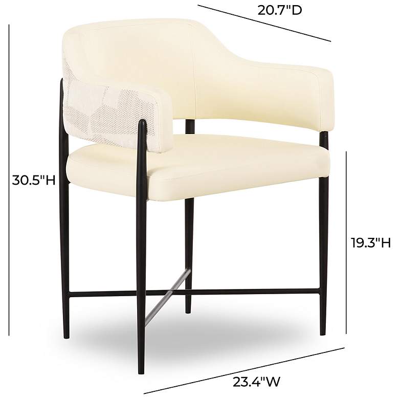Image 6 Sezanne Cream Vegan Leather and 2-Tone Jacquard Dining Chair more views