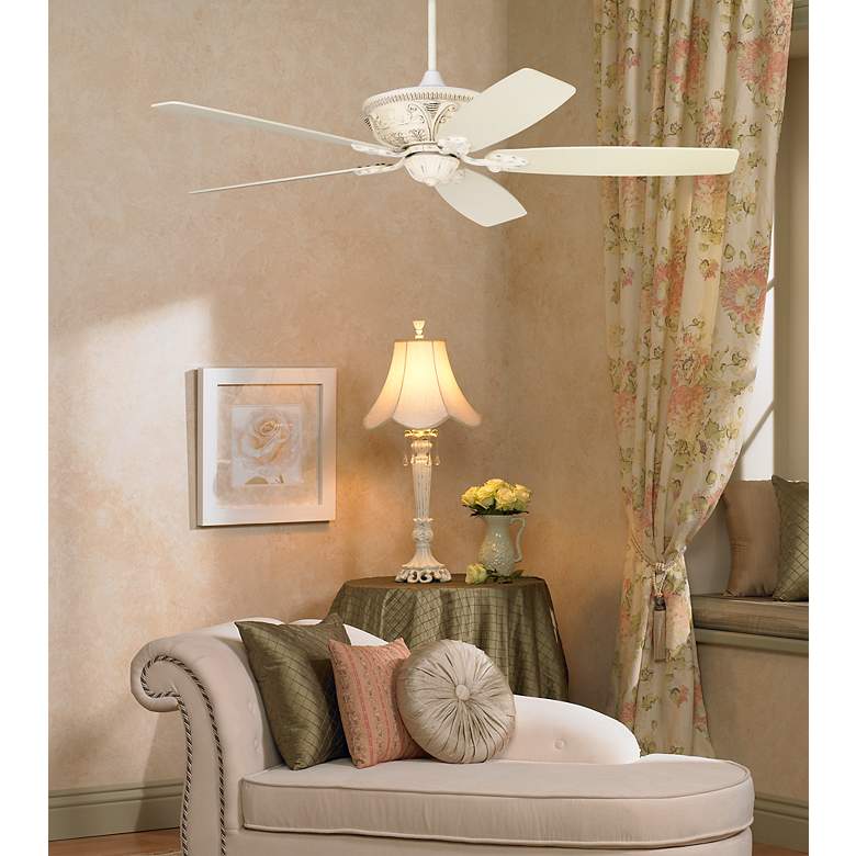 Image 1 60" Casa Montego™ Rubbed White Ceiling Fan with Pull Chain in scene