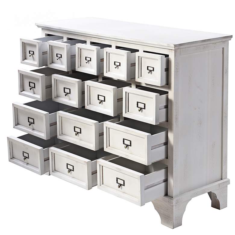 Image 7 Shabby Chic 45"W Antique White 15-Drawer Apothecary Cabinet more views