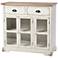 Shabby Chic - Window Pane Cabinet - Antique White Finish - Natural Top
