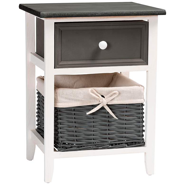 Image 2 Shadell 14 1/2" Wide Gray White Storage Cabinet with Basket