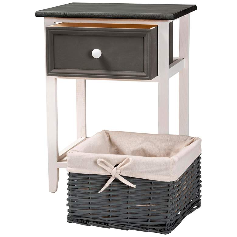 Image 6 Shadell 14 1/2" Wide Gray White Storage Cabinet with Basket more views