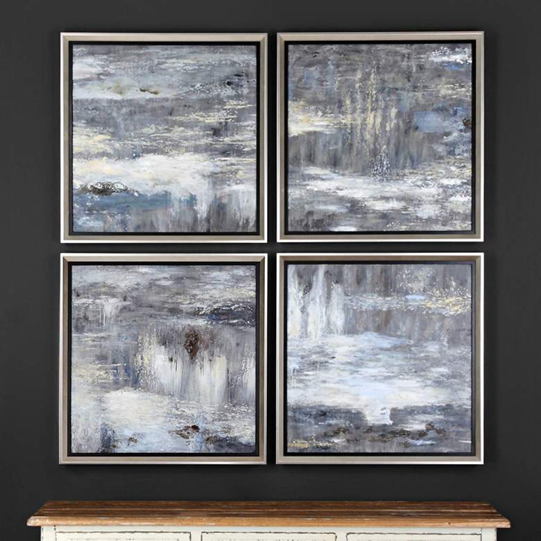 Image 1 Shades of Gray 33 1/4" Square 4-Piece Canvas Wall Art Set