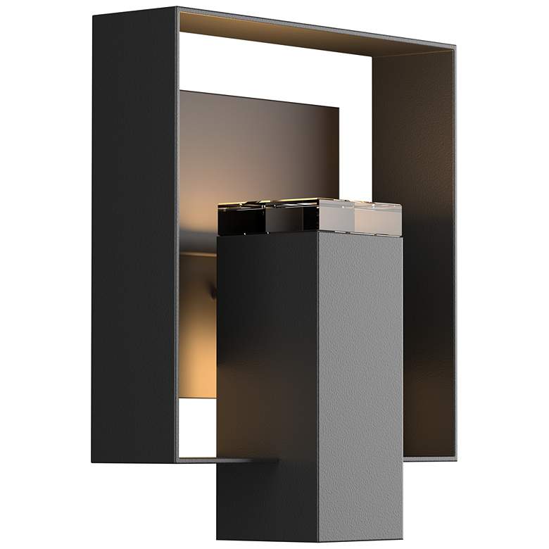 Image 1 Shadow Box 11.7"H Oiled Bronze Accented Black Outdoor Sconce w/ Clear
