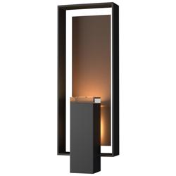 Shadow Box 21.2"H Bronze Accented Large Black Outdoor Sconce w/ Clear