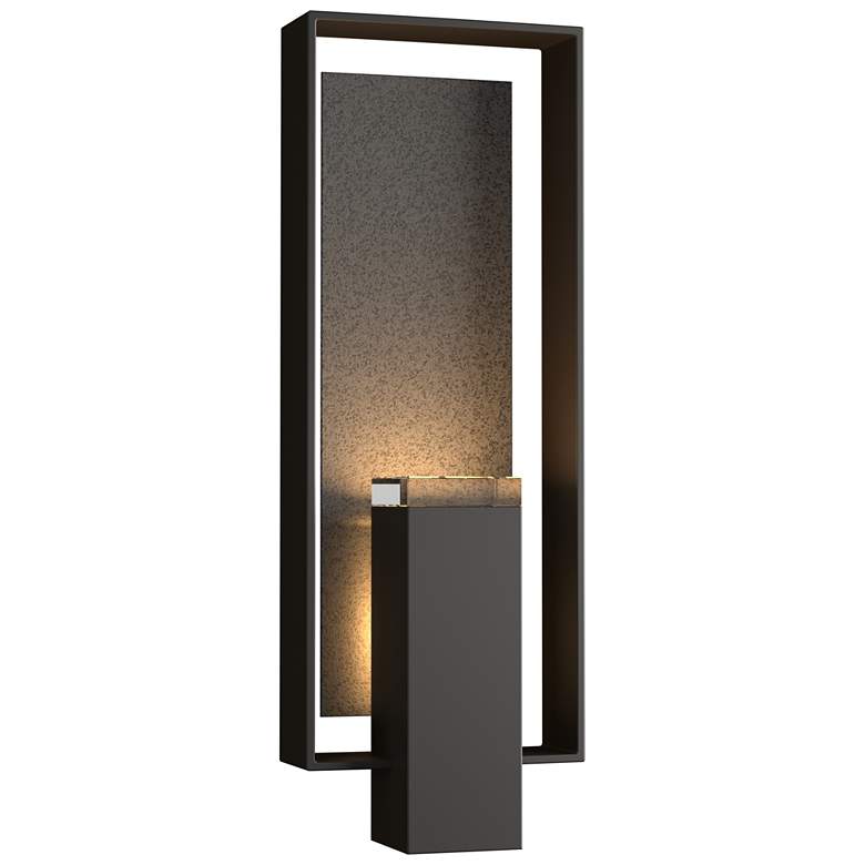 Image 1 Shadow Box 21.2"H Iron Accented Oiled Bronze Outdoor Sconce w/ Clear S