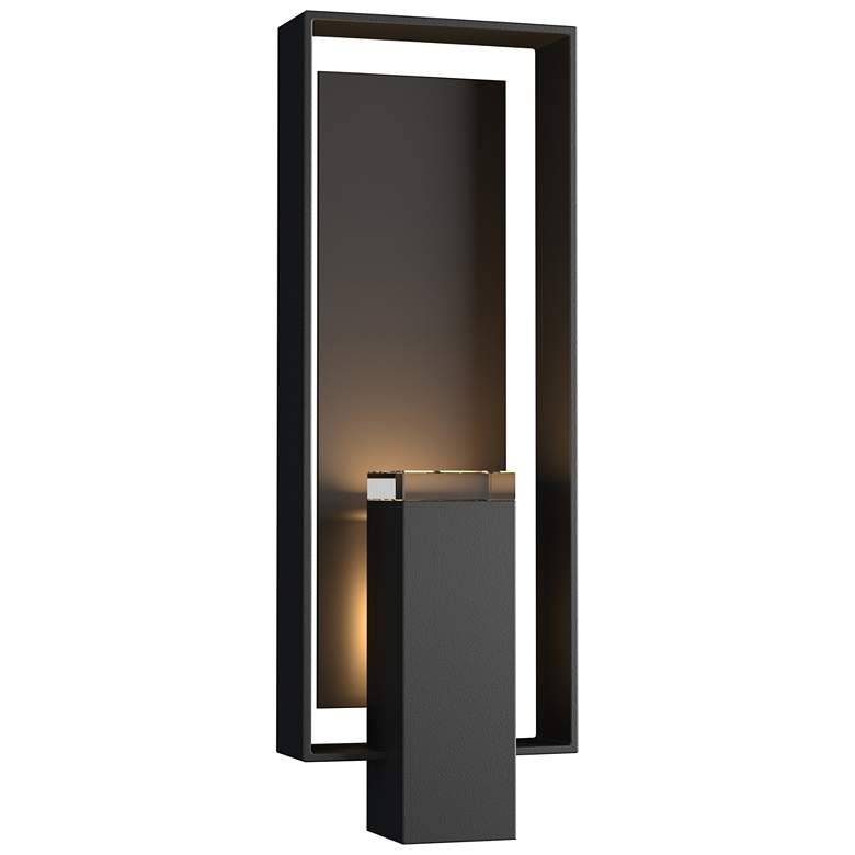 Image 1 Shadow Box 21.2"H Oiled Bronze Accented Black Outdoor Sconce w/ Clear