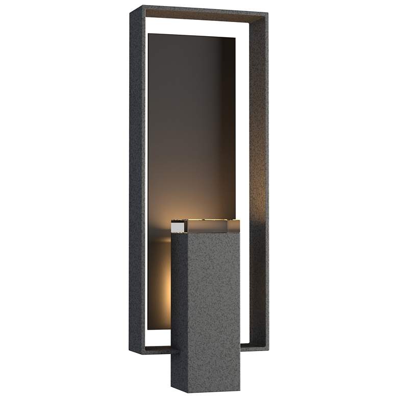 Image 1 Shadow Box 21.2"H Oiled Bronze Accented Iron Outdoor Sconce w/ Clear S