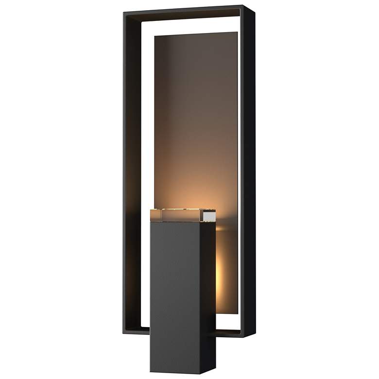Image 1 Shadow Box 21.2"H Smoke Accented Large Black Outdoor Sconce w/ Clear S