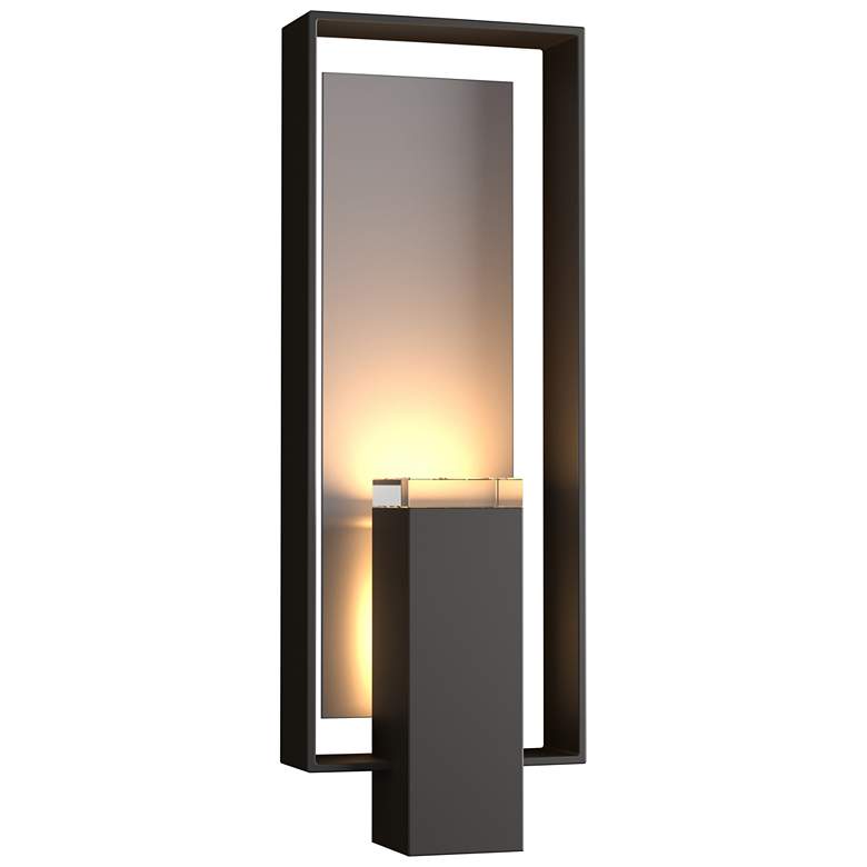Image 1 Shadow Box 21.2"H Steel Accented Oiled Bronze Outdoor Sconce w/ Clear