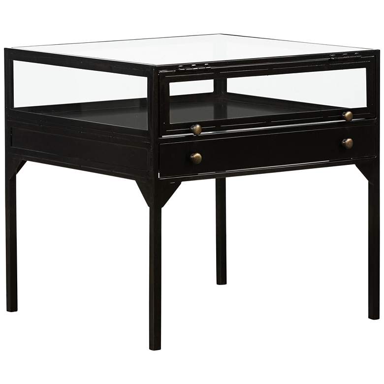 Image 2 Shadow Box 24 inch Wide Matte Black 1-Drawer End Table