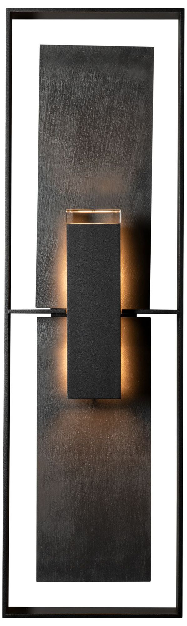 Shadow Box 34" High 2-Light Coastal Black Outdoor Wall Sconce - Slate
