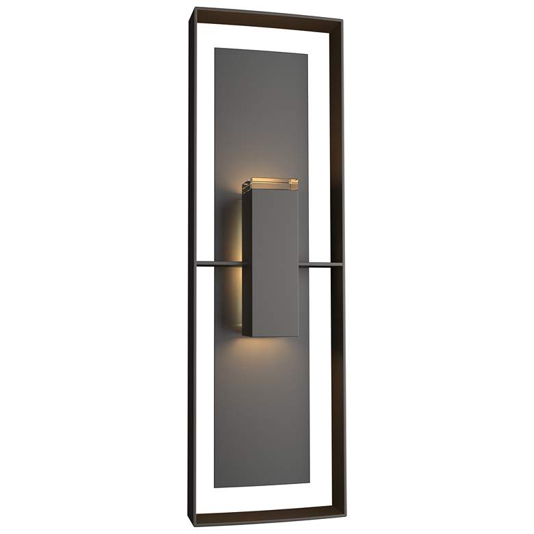 Image 1 Shadow Box 34 inchH Black Accented Oiled Bronze Outdoor Sconce w/ Clear Sh