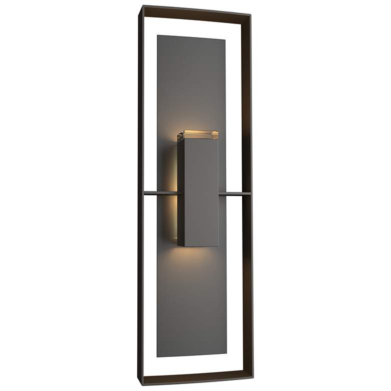 Image 1 Shadow Box 34"H Black Accented Oiled Bronze Outdoor Sconce w/ Clear Sh
