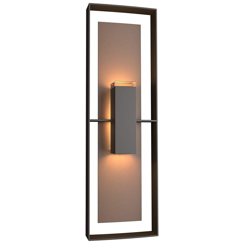 Image 1 Shadow Box 34 inchH Bronze Accented Oiled Bronze Outdoor Sconce w/ Clear S