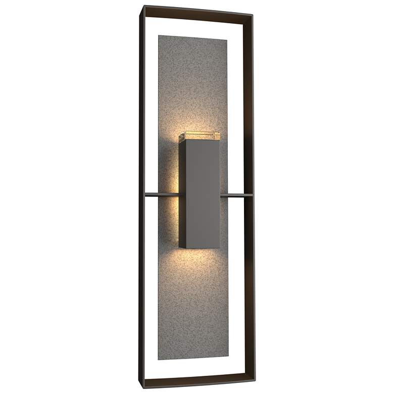 Image 1 Shadow Box 34 inchH Iron Accented Oiled Bronze Outdoor Sconce w/ Clear Sha